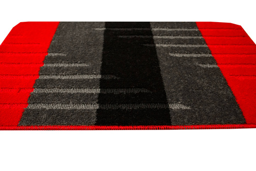 Komplet 2-częściowy Łazienkowy Vic Red Czerwony Szary Paski