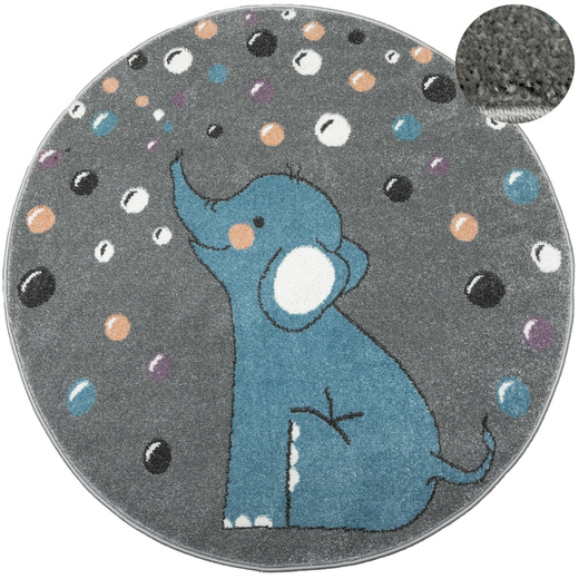 Okrągły Dywan Lima G965A l.grey/blue Szary Niebieski Słonik