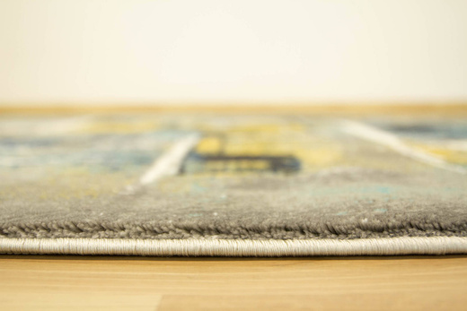 Owalny Dywan Victoria 7657A l.grey/grey O Abstrakcyjny Niebieski Żółty Szary