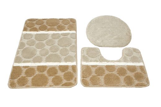 Komplet 3-częściowy Łazienkowy Siena Beige Beżowy Kropki Paski