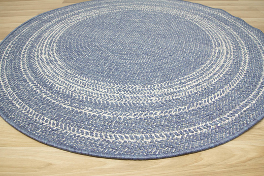 Okrągły Dwustronny Dywan Sznurkowy Brussels 205670/10310 ocean Ocean Niebieski Krem Outdoor