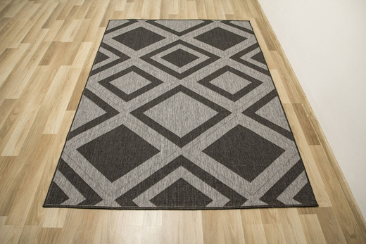 Dywan Dwustronny Sznurkowy Brussels 205386/11010 n.silver Antracyt Szary Romby Outdoor