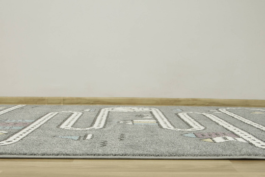 Dywan Dziecięcy Lima C263A l.grey/cream Uliczki Domki Drzewka