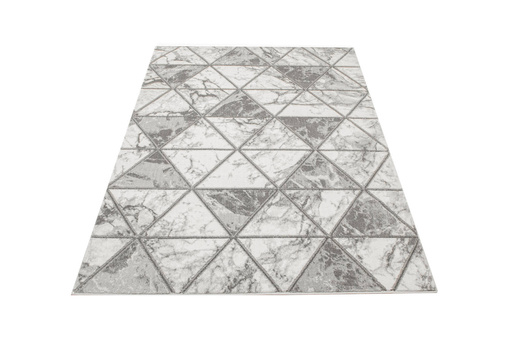 Dywan Felix 9711A white/m.grey Lśniący Marmur Szary Krem Srebrny Romby
