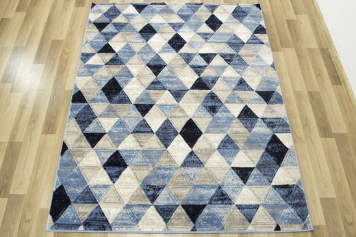 Dywan Victoria 9592A blue/beige Trójkąty Niebieski Krem Beż