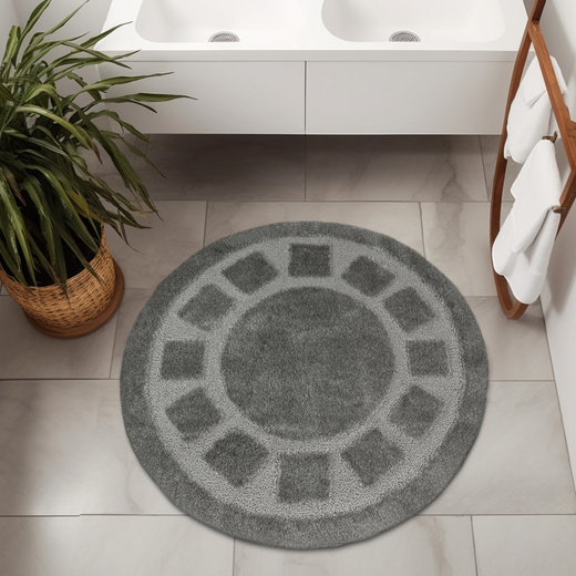 Dywanik Okrągły Łazienkowy Antypoślizgowy Ocean Szary