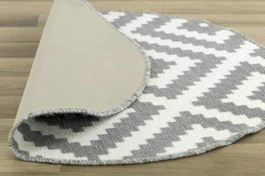 Antypoślizgowy Okrągły Dywan Romby Szary 19