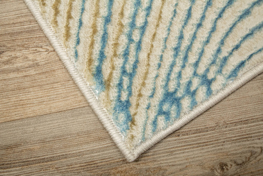 Lśniący Dywan Allora Plus G379A cream/blue Beż Krem Turkus Linie