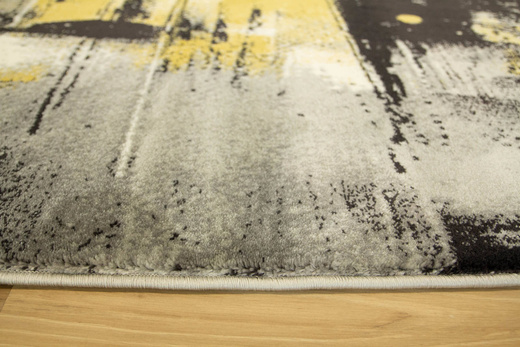 Owalny Dywan Victoria 7657A grey/antracyt O Abstrakcyjny Antrayt Żółty Krem