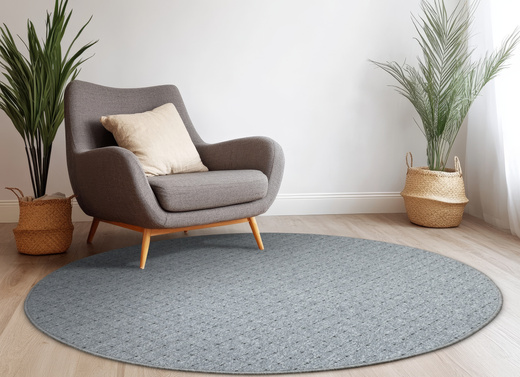 Okrągły Dywan Pętelkowy Zembla 73 Szary Grafit Kratka