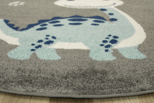 Okrągły Dywan EMILY KIDS 5860B turkus/d.gri Dinozaur