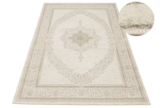 Lśniący Dywan Allora Plus F344A Ceam/Silver Krem Srebrny Kaszmir Ornament