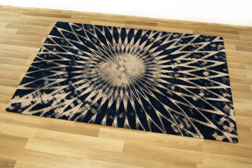 Wełniany Dywan Tempo-B Domio Denim Granatowy Beżowy Rozeta