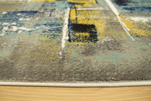 Owalny Dywan Victoria 7657A l.grey/grey O Abstrakcyjny Niebieski Żółty Szary