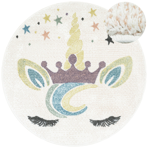 Okrągły Dywan Lima B070A cream/rose Jednorożec Krem