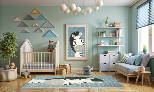 Dywan Dziecięcy Lima C885A blue/cream Zebra Turkus Krem Szary