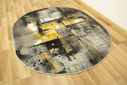 Owalny Dywan Victoria 7657A grey/antracyt O Abstrakcyjny Antrayt Żółty Krem
