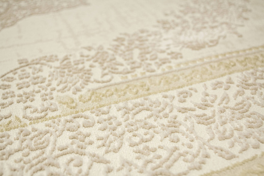 Lśniący Dywan Allora Plus F344A Cream/Cream Krem Beż Ornament