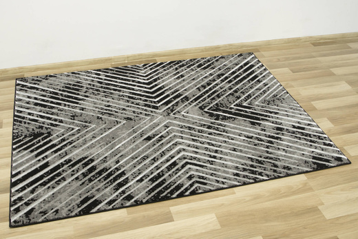 Lśniący Dywan Allora Plus B832A black/grey Czarny Srebrny Przecierany Linie