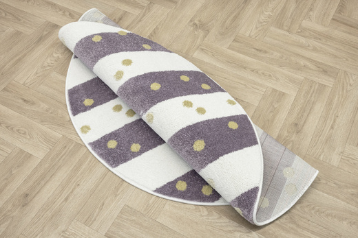 Okrągły Dywan Lima M044A cream/lila Fiolet Krem Zloty Paski