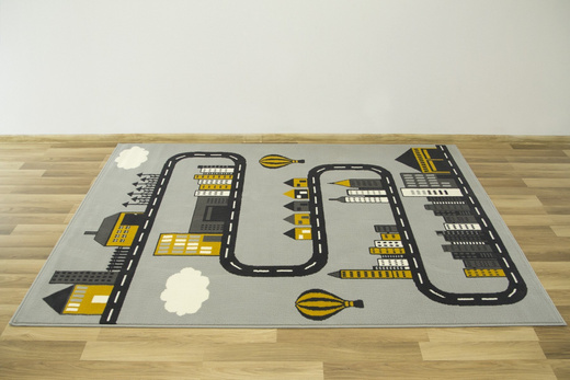 Dywan Kids 534433/89945 mouse/m Miodowy Szary Ulice Domki