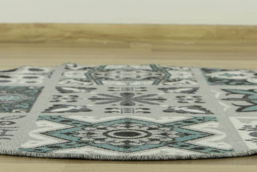 Antypoślizgowy Okrągły Dywan Patchwork Turkus