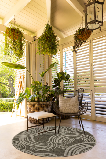 Okrągły Dwustronny Dywan Sznurkowy Brussels 205449/11020 Night Silver Szary Grafit Kółka Outdoor