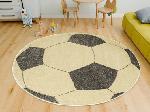 Okrągły Dywan Lima G758A yellow/d.grey Piłka Football Grafit Żółty