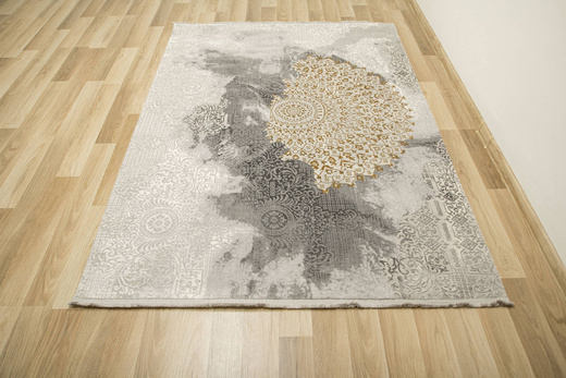 Dywan Galeria GL080G grey/grey Szary Złoty Rozeta