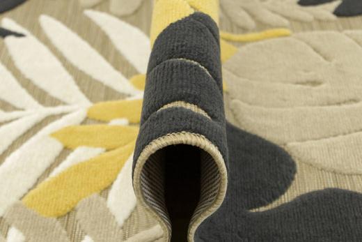 Dywan Sznurkowy Dwupoziomowy Reni 24509/632 Liście Krem Czerń Miód