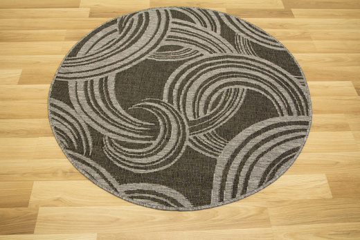 Okrągły Dwustronny Dywan Sznurkowy Brussels 205449/11020 Night Silver Szary Grafit Kółka Outdoor