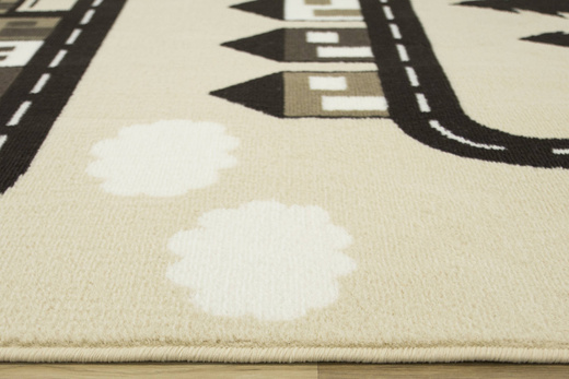 Dywan Kids 534451/97955 ivory Beż Brąz Krem Ulice Domki