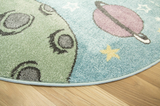 Okrągły Dywan Lima E183A blue/green Rakiety Planety