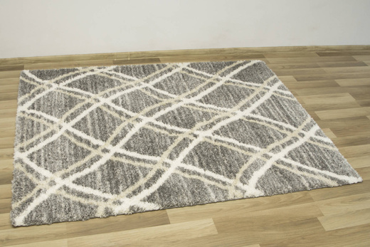 Puszysty Dywan Pulpy Shaggy A532A d.grey/l.grey Szary krem Beż Romby Etno