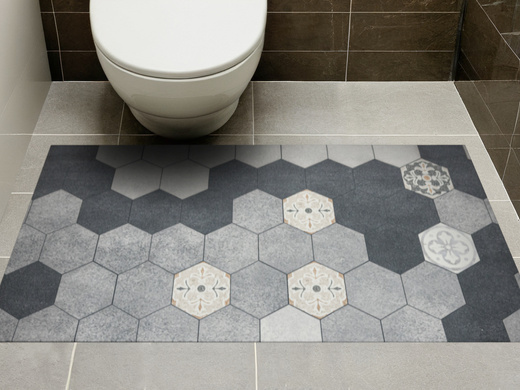 Antypoślizgowy Dywanik Łazienkowy Kuchenny Mata Magic M4 Szary Sześciokąty