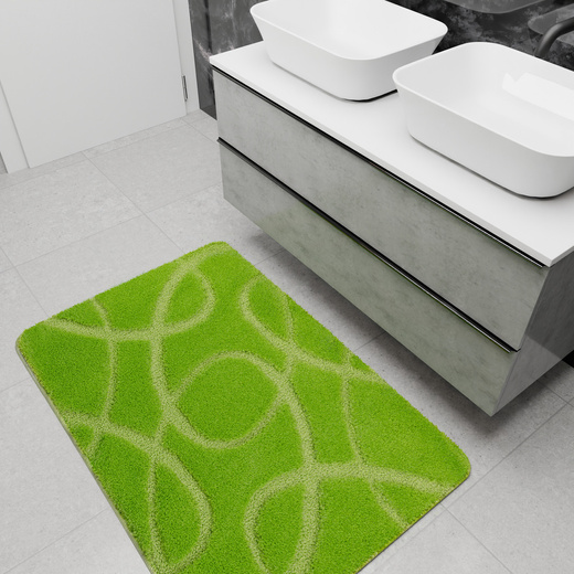 Dywanik Łazienkowy Antypoślizgowy Kobe Light Green Jasny Zielony Linie