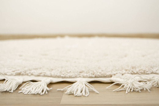 Okrągły Dywan Berber 7061 Ivory Krem Romby 3D z frędzlami