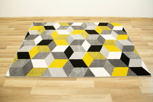 Dywan Sumatra szary żółty E219 grey/yellow Szary Żółty Krem Romby Cubes