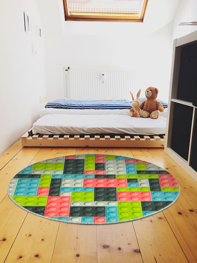 Okrągły Dywan Pastelowe Klocki Koło