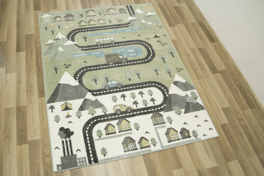 Dywan Dziecięcy Lima C266A green/cream Uliczki Góry Pastelowy Zielony Miętowy