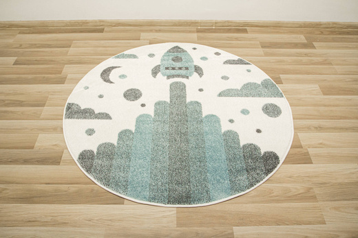 Okrągły Dywan Lima G756A cream/blue Rakieta Turkus Krem