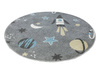 Okrągły Dywan Dziecięcy Lima C276A l.grey/cream Rakiety Kosmos Szary