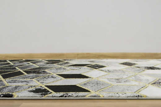 Dywan Diamond K4432G Szary Jasny Złoty Romby Bryły