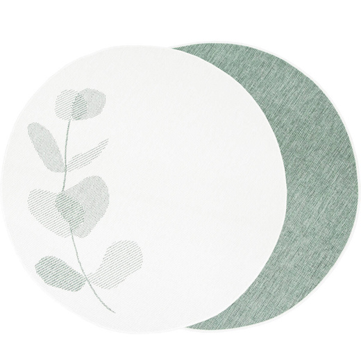 Okrągły Dwustronny Dywan Sznurkowy Brussels 205632/10520 green Zieleń Krem Listki Outdoor