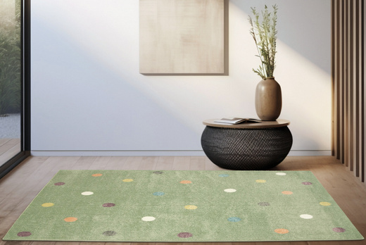 Dywan Dziecięcy Lima C275A green/lila Pistacjowy Kropki