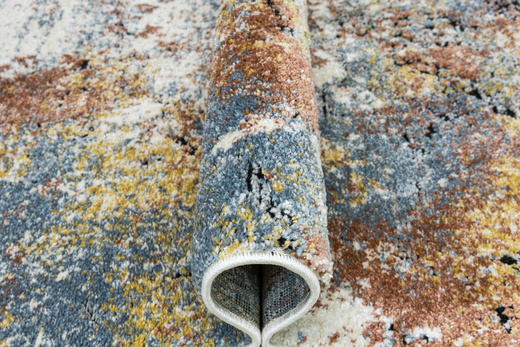 Chodnik 8621A Cream Kremowy Miedziany Niebieski Abstrakcja szerokość 70 cm