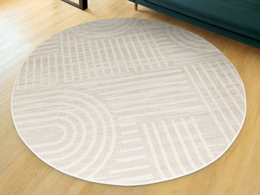 Okrągły Dywan Sznurkowy Haga 03606E cream/l.grey Krem Szary Geometria Outdoor