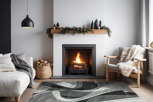 Dywan Kandy N402A m.grey/antraci Fale Abstrakcja Szary Grafit Fryz