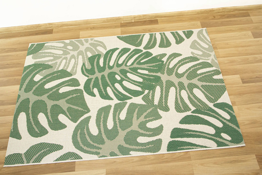 Dywan Sznurkowy Foggia 16703/460 Liście Monstery Zieleń Krem Beż