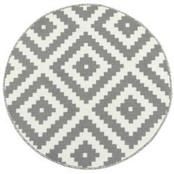 Antypoślizgowy Okrągły Dywan Romby Szary 19